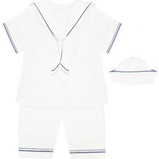 Emile Et Rose Emile Et Rose Linen Style Sailor Collar & Trim 100% Cotton 2Pc Shorts & Hat Set