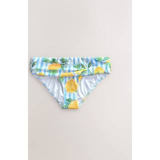 Next White/Blue Pique Stripe Lemon Print Roll Top Bikini Bottoms
