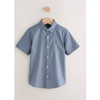 Next Airforce Blue Logo Short Sleeve Cotton Rich Oxford Shirt (3-16yrs)