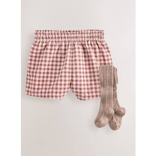 Next Sæt med ternet fløjlshorts og strømpebukser (3måneder -7år)