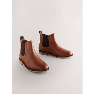 Next Tan Brown Standard Fit (F) Leather Chelsea Boots