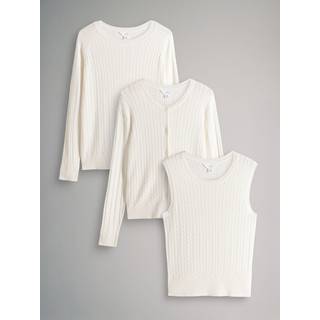 The Set The Set Cream 3 Pack Bundle Knit Jumpers Cardigans Essentials T-Shirts Set