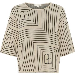 Soaked In Luxury Slindianna Medea Pullover Ss Strik 30408407 Oatmeal W Black Monogram (LARGE)
