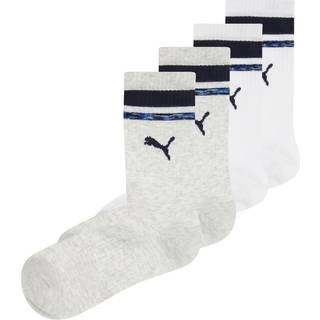 PUMA Kids&#39; Crew Socks (4-Pack), Clothing, White/Blue, 39-42