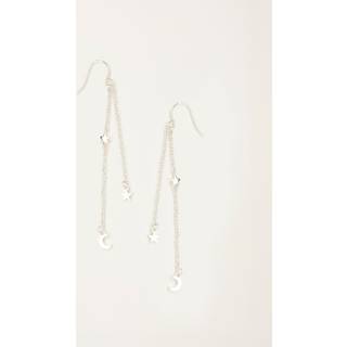 Fat Face FatFace Silver Tone Star and Moon Chain Earrings
