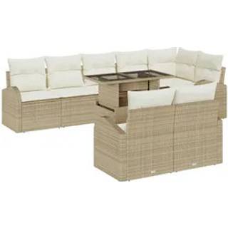 Sofa Sæt med pude 9 pcs Beige og creme polyrattan