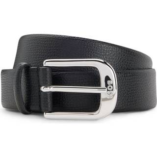 Bælte i italiensk, kornet læder med blankt dornspænde