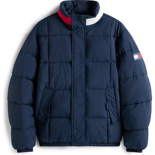 Colour-Blocked Collar Relaxed Puffer Jacket