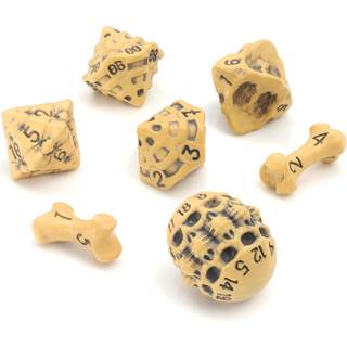 DND DICE SET - S?t med 7 Polyhedral Skull & Bone RPG DICE - D20 D12 %D10 D10 D8 D6 & D4 -sidet. Cool og unik gave til Dungeons & Dragons Warhamme