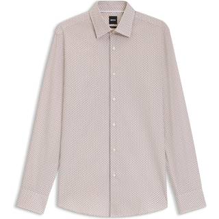 BOSS Black Herren Hemd beige gemustert Slim Fit
