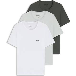 BOSS 3pak bomuld t-shirts i sort, grøn og hvid til herre | Regular fit