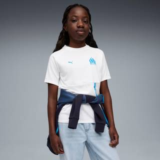 Olympique de Marseille PUMATECH Pocket Tee Youth, Clothing, White/Azure, 15-16Y - Azure - 15-16Y