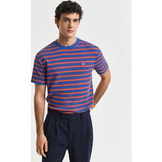 GANT Waffle Textured Striped T-Shirt Rich Blue