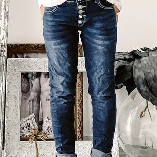 TEMU Women's Stretch Denim Jeans With Button Closure - Casual Straight-leg Pants, Light Blue Washed Finish, Comfortable Wear, Everyday Jeans | Straightleg Jeans | Medium Stretch Fabric