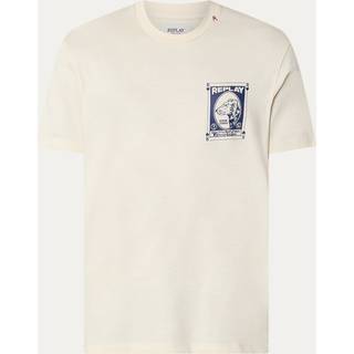 Replay Logo T Shirt Cream