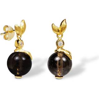 Blossom Copenhagen Forrest øreringe i forgyldt med cubic zirkonia og røgquarts