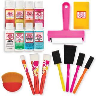 Mod Podge Essential Decoupage Kit med 8 formler og 10 v?rkt?jer Perfect til DIY Arts and Crafts Projects Assortered