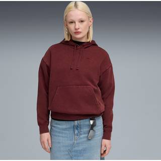 PUMA Essentials Elevated Relaxed Wash Hoodie Women, Clothing, Ruby Shimmer, L