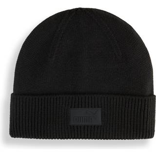 PUMA Essentials Elevated Rubber Patch Low Crown Beanie, Accessories, Black, OSFA