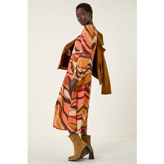 Roman Roman Orange Abstract Print Midi Dress - EU 42 (UK 14)