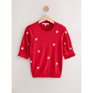 Next Kortærmet Rund hals T-shirt med flæsekantdetaljer