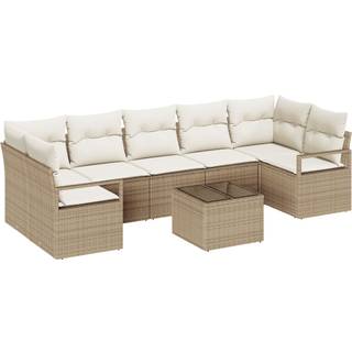 Sofa Sæt 8 pcs Beige og creme polyrattan