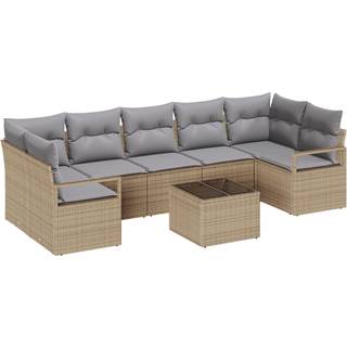 Sofa Sæt 8 pcs Beige og grå polyrattan