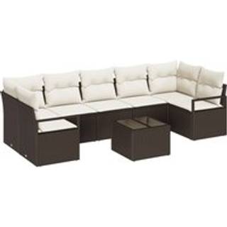 Sofa Sæt 8 pcs Brun og Creme polyrattan