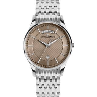 Jacques Lemans 1-2193L Herren-Armbanduhr Quarz Stahl/Braun