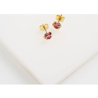 Ted Baker Gold Gemme Pink Gem Cluster Studs - Gold