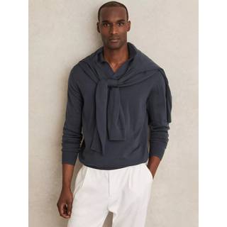 Reiss Reiss Midnight Navy Milburn Merino Wool Open-Collar Polo Shirt