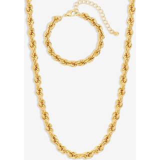 Mood Mood Gold Tone Twisted Rope Necklace Bracelet Set