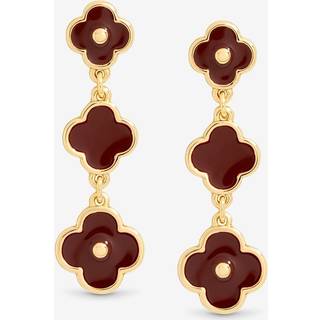 Mood Mood Gold Tone Burgundy Clover Triple Drop Earrings