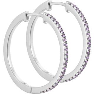 Rie - 25 mm. creoler i sterling sølv med lys lilla zirkonia