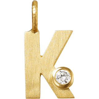 Dulong Letter vedhæng - K, lille guld m. brillant