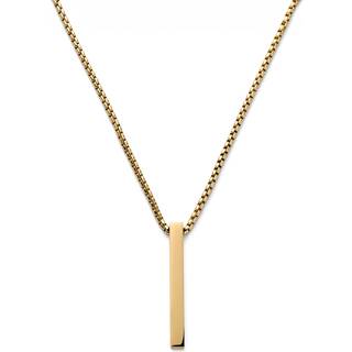 Poleret Guldfarvet Rustfri Stål Halskæde med Linje Vedhæng