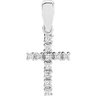 Lund Copenhagen 14 kt hvidguld kors vedhæng med diamanter 16x9mm