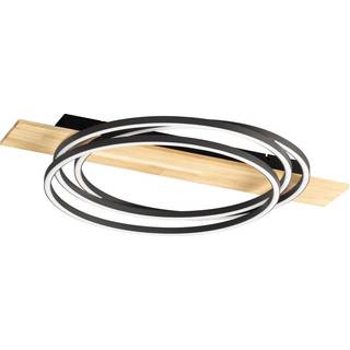 LED-loftlampe Marit, længde 76 cm, sandgrå, metal/træ