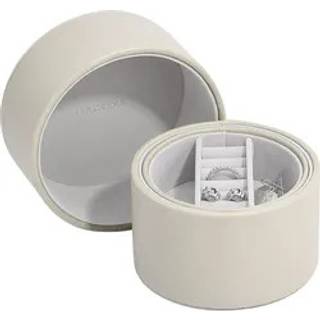 Rundt smykkeskrin (3 farver) - Beige - 13,5cm x 13,5cm x 8,2cm - Adriana