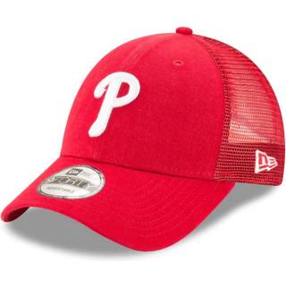 Ny æra MLB Liga 9forty Team Color Primært logo Mesh Trucker Justerbar hatkappe En størrelse passer til alle - Philadelphia Phillies rød