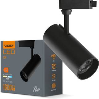 Tor skinnespot RA90 - 20W, sort, 1-faset, 1F2W - Kulør : Neutral