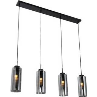 Smart pendellampe sort med røgglas 4-lys inkl. 4 Wifi ST64 - Laura