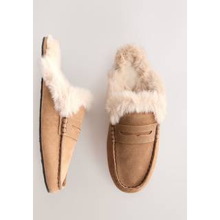 Next Mocha Brown Suede Loafer Mule Slippers