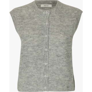 Lulu Button Vest, Medium Grey Melange, S
