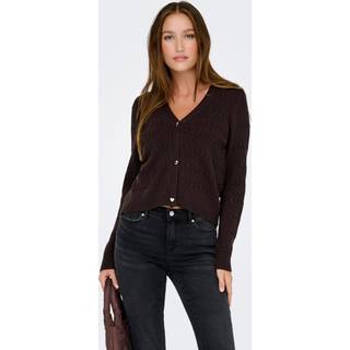 Only - Onlkatia Ls Cable V-Neck Cardi Knt Nca - 4861012 Black Coffee