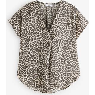 Next Animal Print Relaxed Fit Short Sleeve Overhead V-Neck Blouse