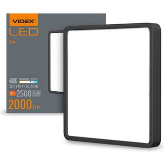 Led loftlampe 24W - Firkantet, sort, neutral hvid, 230V, lysstyrke 2500, forbrug 24 - Kulør : Neutral