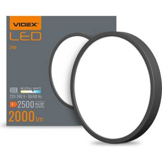 Led loftlampe 24W - Rundt, sort, neutral hvid, 230V, 2500lm, forbrug 24W - Kulør : Neutral
