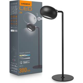 Led genopladelig bordlampe - sort, forbrug: 3 - Dæmpbar : 3-step, Kulør : Neutral
