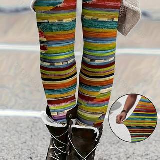 TEMU Striped High Waist Leggings, Casual Skinny Stretchy Tights Leggings For , Women's Clothing